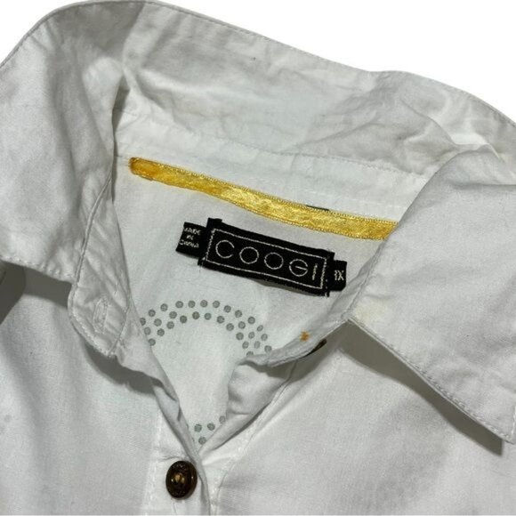 COOGI White Embellished Button Down Shirt Size 1X - Picture 7 of 12